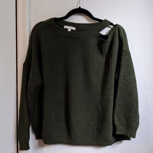 AEO shoulder cut-out 3/4 length sleeve knit sweater